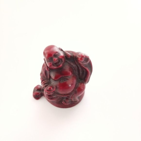 Vintage Small Laughing Lucky Buddha Statue Red Resin and Feng Shui Dragon Lot - Picture 13 of 15